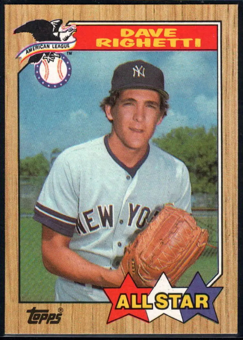 1987 Topps #616 Dave Righetti EX Excellent New York Yankees Baseball Card - Baseball Card Single