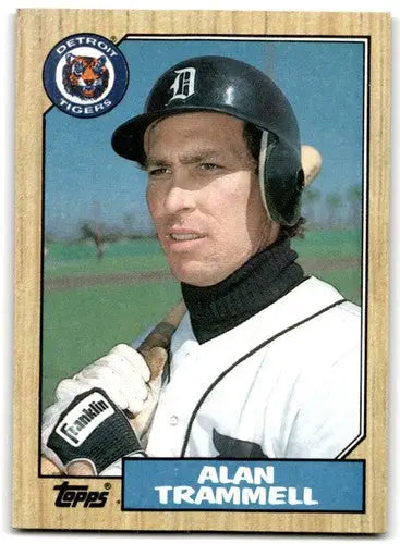 Vintage 1987 Topps Alan Trammell baseball card with original gloss in NM-MT condition