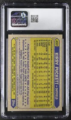 1987 Topps Kirby Puckett #450 Baseball CGC 8