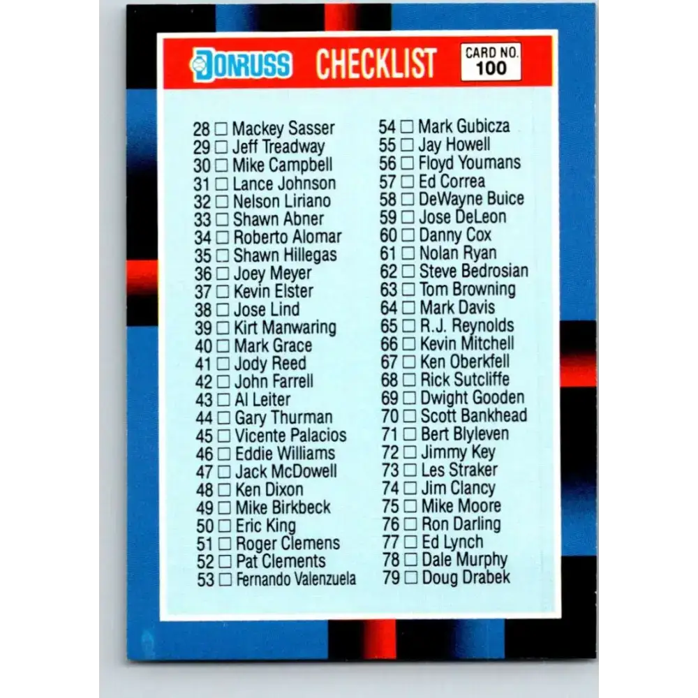 1988 Donruss #100a Checklist 28-137 EX Baseball Card - Baseball Card Single
