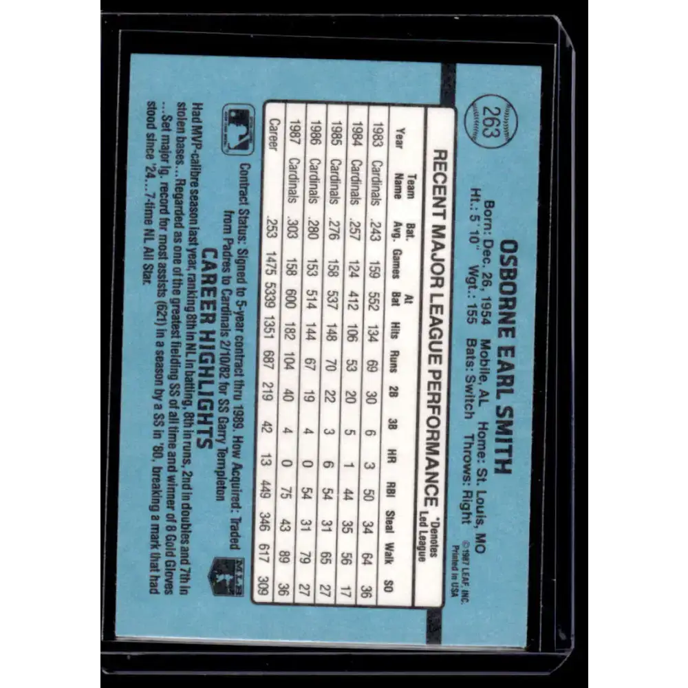 1988 Donruss #263 Ozzie Smith St. Louis Cardinals NM-MT Baseball Card - Baseball Card Single