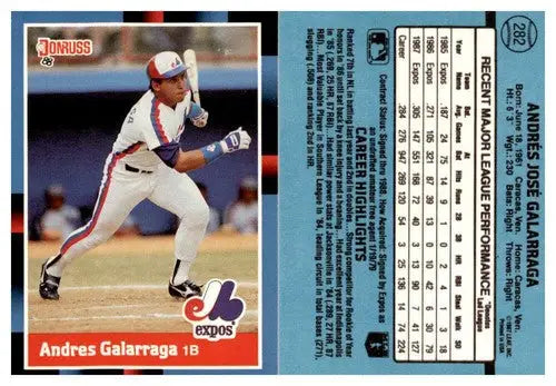 Original gloss Andres Galarraga baseball card from 1988 Donruss simply Sandoval ID 45478