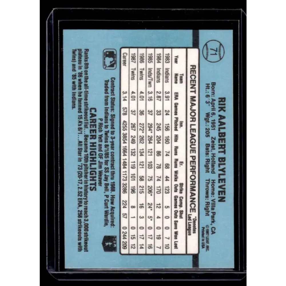 1988 Donruss #71 Bert Blyleven Minnesota Twins NM-MT Baseball Card