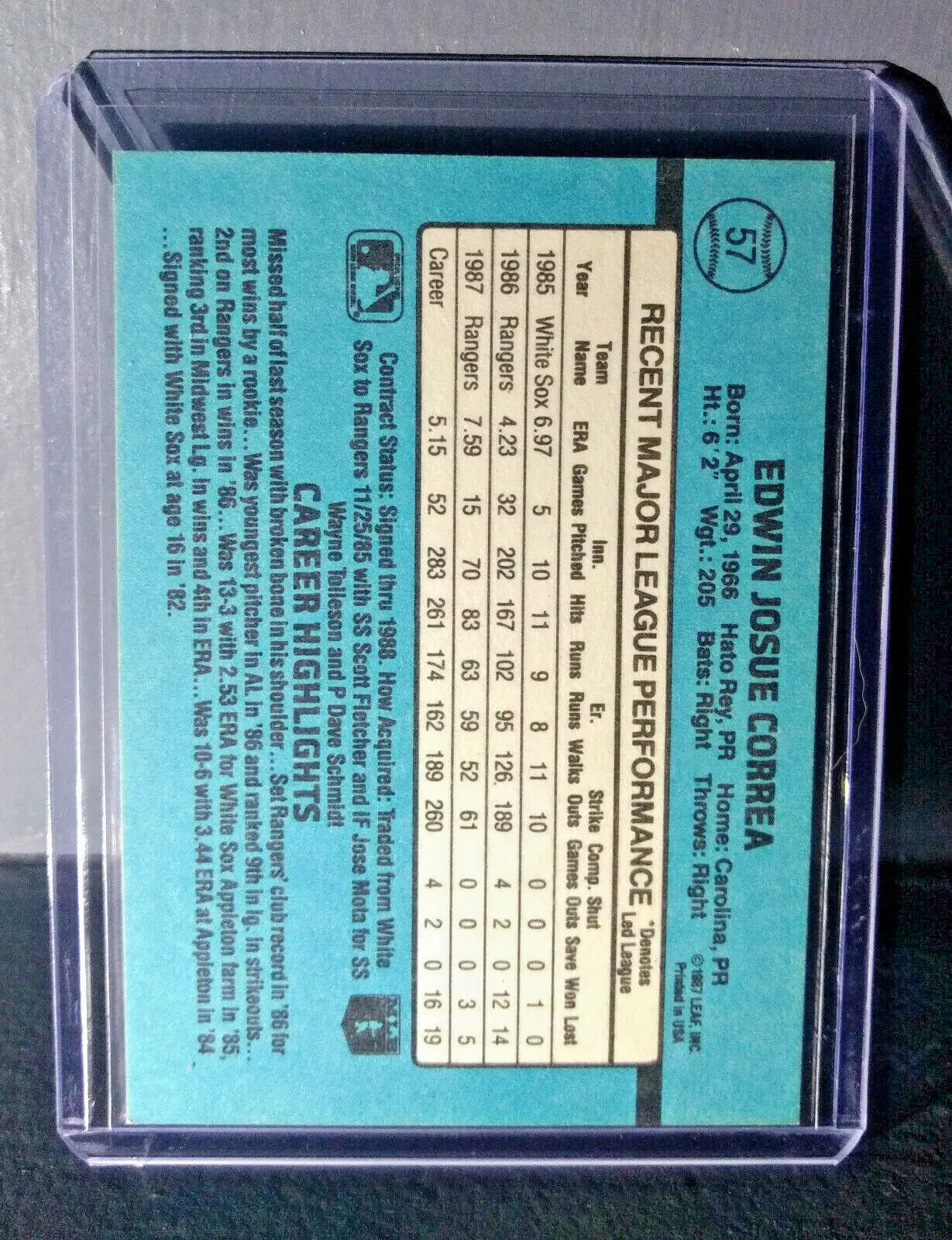 1988 Ed Correa Donruss #57 Baseball Card - Baseball Card Single