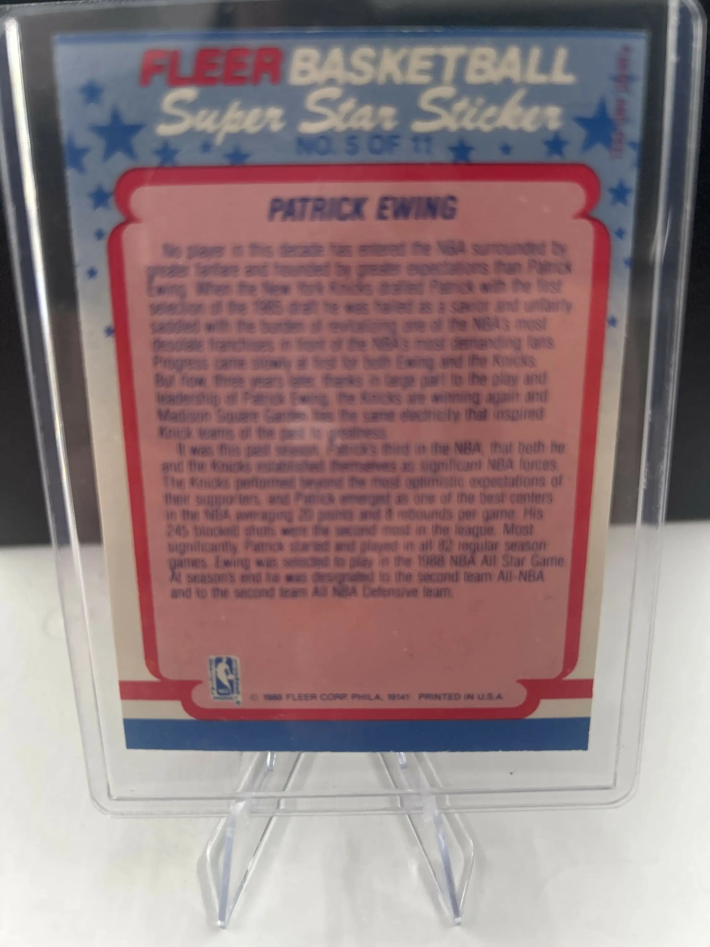 Fleer basketball Patrick Patrick Ewing Super Star Sticker New York Knicks HOF card