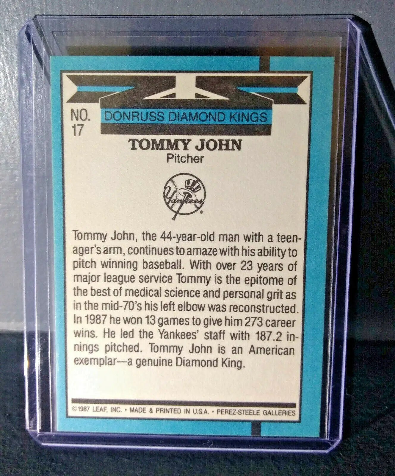 1988 Tommy John Donruss Diamond Kings #17 Baseball Card