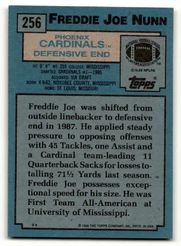 Original gloss Freddie Joe Nunn football card from 1988 Topps Phoenix Cardinals
