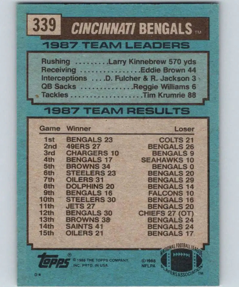 1988 Topps #339 Boomer Esiason EX Excellent Cincinnati Bengals Football Card - Football Card Single