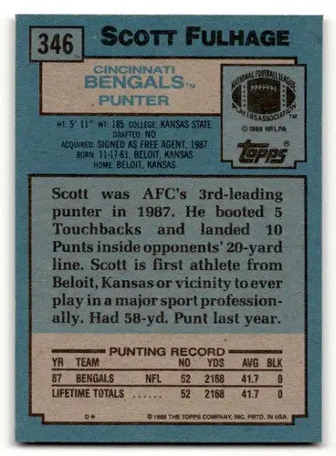 Original gloss Scott Fulhage Cincinnati Bengals football card from 1988 Topps #346
