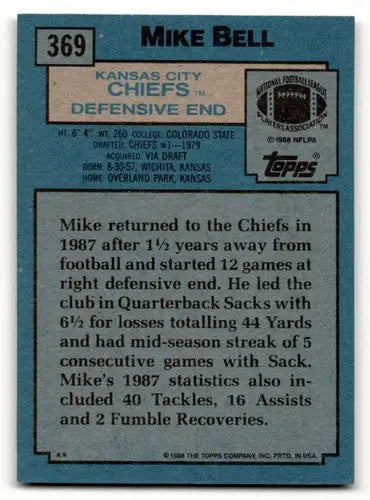 Original gloss Mike Bell Kansas football card featuring Bell Kansas City Chiefs