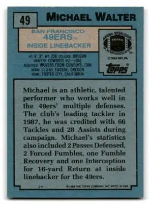 1988 Topps #49 Michael Walter - Football Card Single