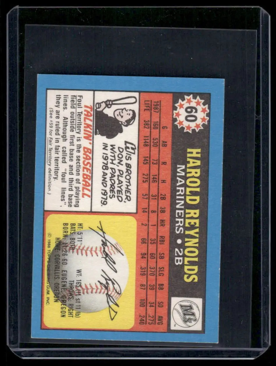 1988 Topps Harold Reynolds #60 Mini Baseball - Baseball Card Single