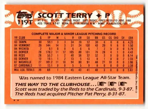 Vintage 1988 Topps Traded Scott Terry baseball card with original gloss and stats