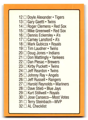 Original gloss Donruss All-Stars Baseball Card Checklist Featuring Simply Sandoval EX