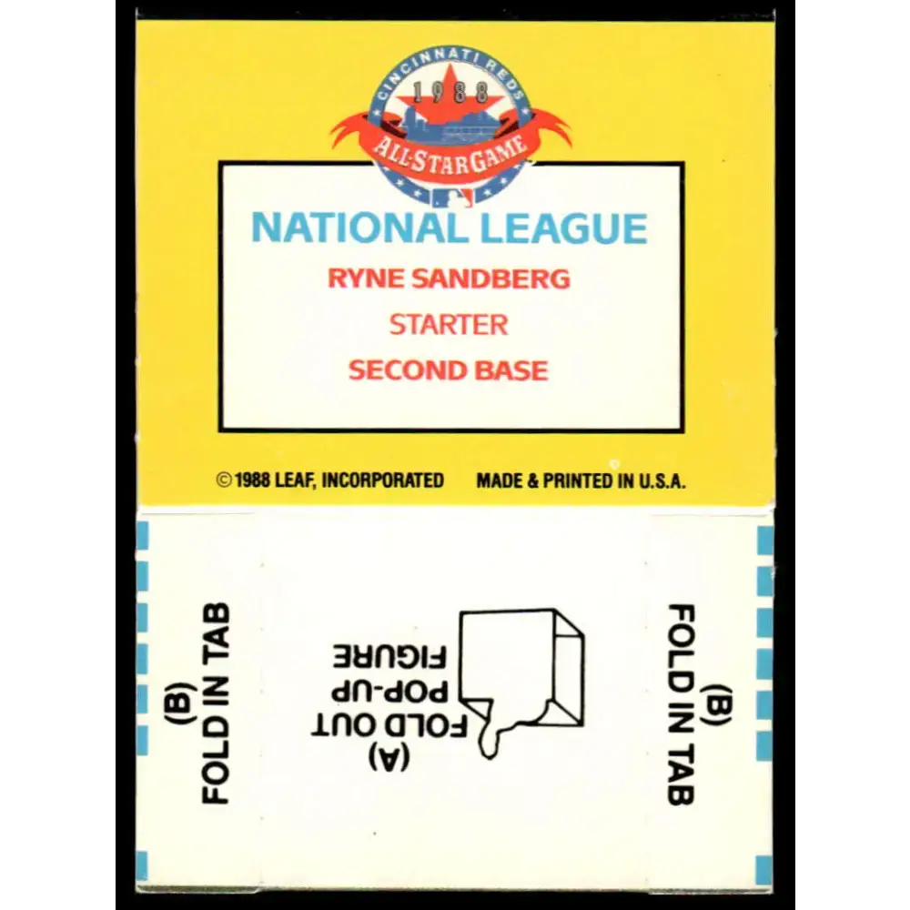 1989 Donruss All-Stars #NNO Ryne Sandberg EX Chicago Cubs Baseball Card - Baseball Card Single