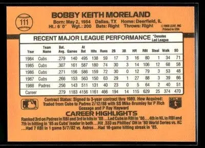 1989 Donruss Keith Moreland #111 San Diego Padres