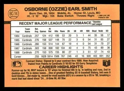 1989 Donruss Ozzie Smith #BC-14 Bonus MVP’s St. Louis Cardinals - Baseball Card Single