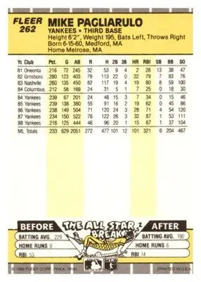 1989 Fleer #262 Mike Pagliarulo - Baseball Card Single