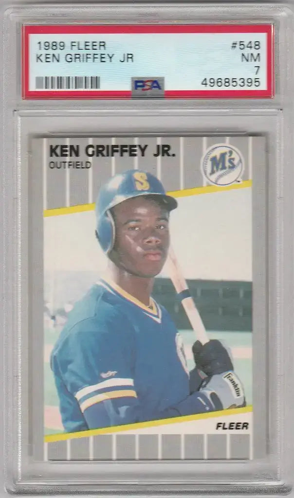 1989 Fleer Baseball #548 Ken Griffey Jr Seattle Mariners PSA 7 ROOKIE - Baseball Card Single