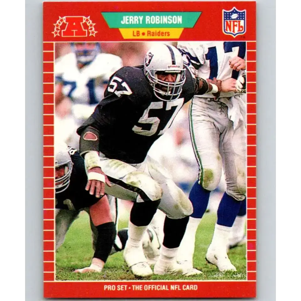 1989 Pro Set #191 Jerry Robinson UER NM-MT Los Angeles Raiders Football Card