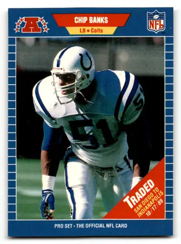 Pro Set Chip Banks football card with original gloss from 1989 TR ID 62177