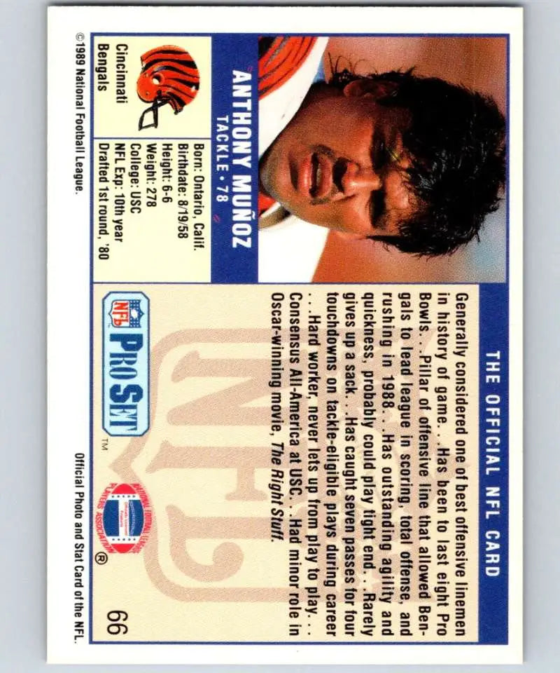 1989 Pro Set #66 Anthony Munoz EX Excellent Cincinnati Bengals Football Card - Football Card Single