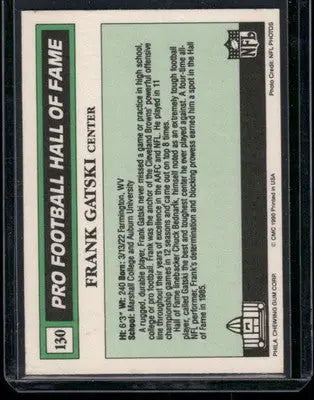 Vintage football trading card of Pro Football Hall of Fame Frank Gatski from Swell Pro Football