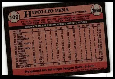 1989 Topps #109 Hipolito Pena Collector’s Edition (Tiffany) - Baseball Card Single