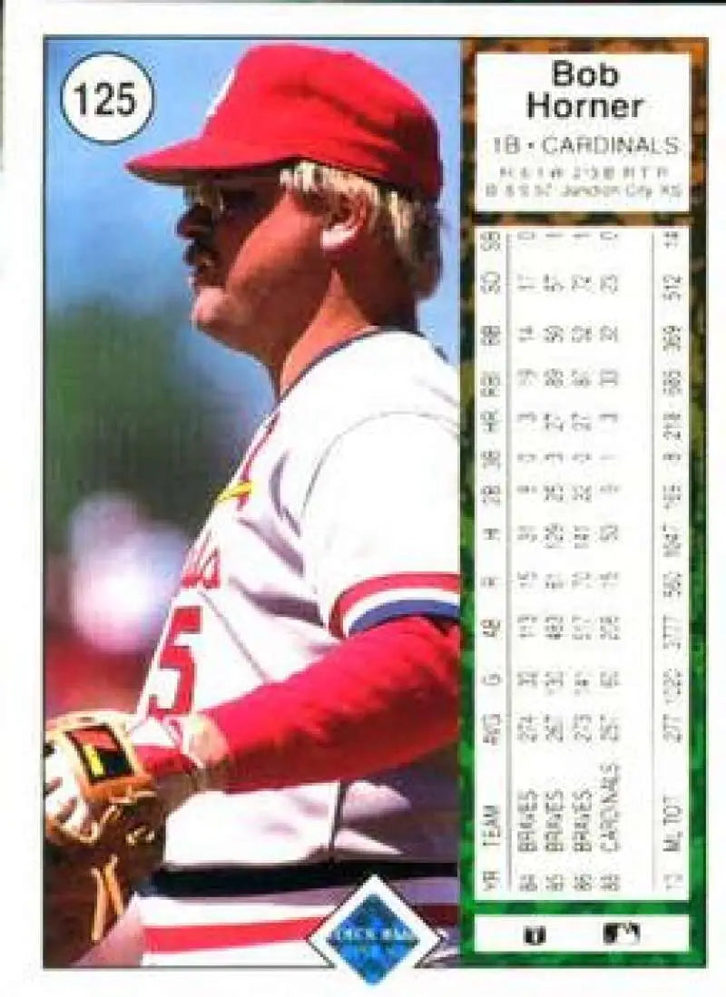 1989 Upper Deck #125 Bob Horner NM-MT St. Louis Cardinals Baseball Card - Baseball Card Single