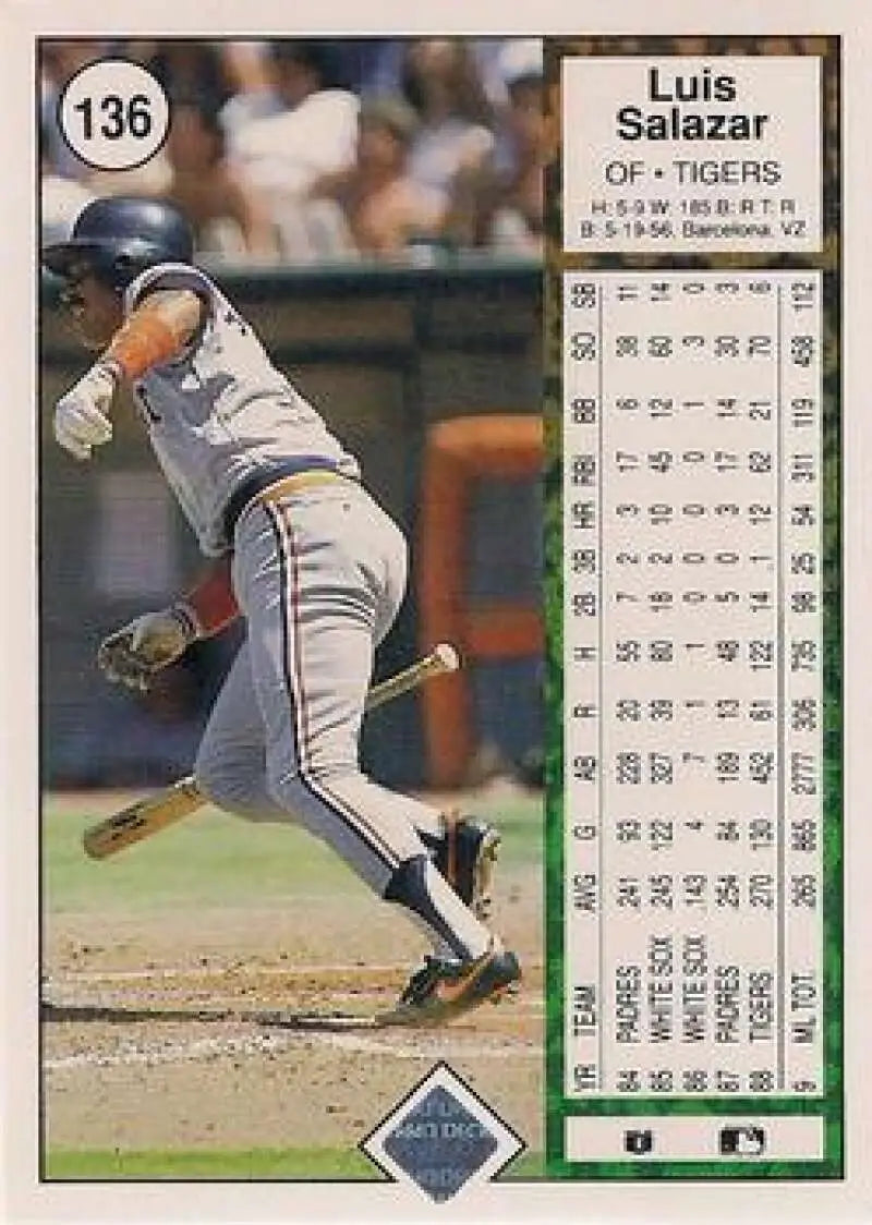 1989 Upper Deck #136 Luis Salazar NM-MT Detroit Tigers Baseball Card - Baseball Card Single