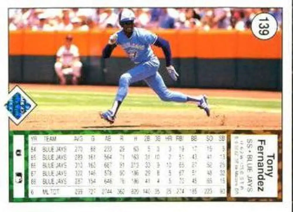 1989 Upper Deck #139 Tony Fernandez NM-MT Toronto Blue Jays Baseball Card - Baseball Card Single