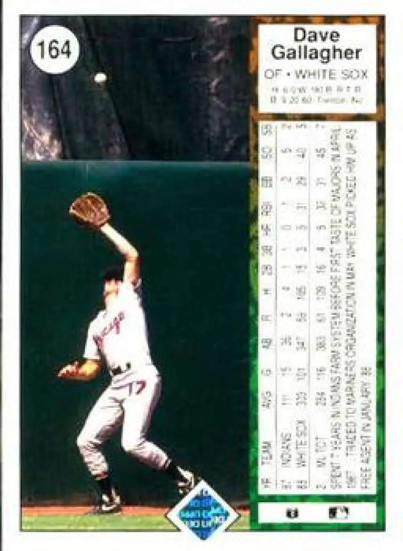 1989 Upper Deck #164 Dave Gallagher NM-MT RC Rookie Chicago White Sox Baseball Card - Baseball Card Single
