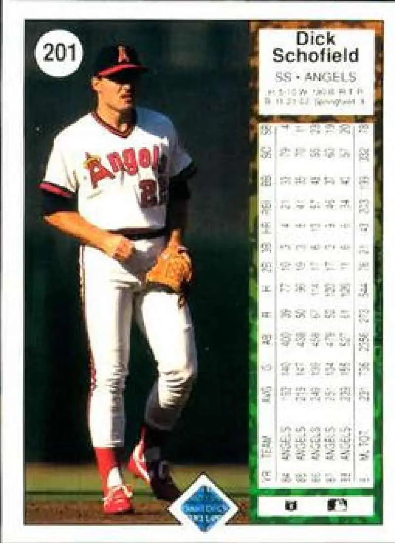 1989 Upper Deck #201 Dick Schofield NM-MT California Angels Baseball Card - Baseball Card Single