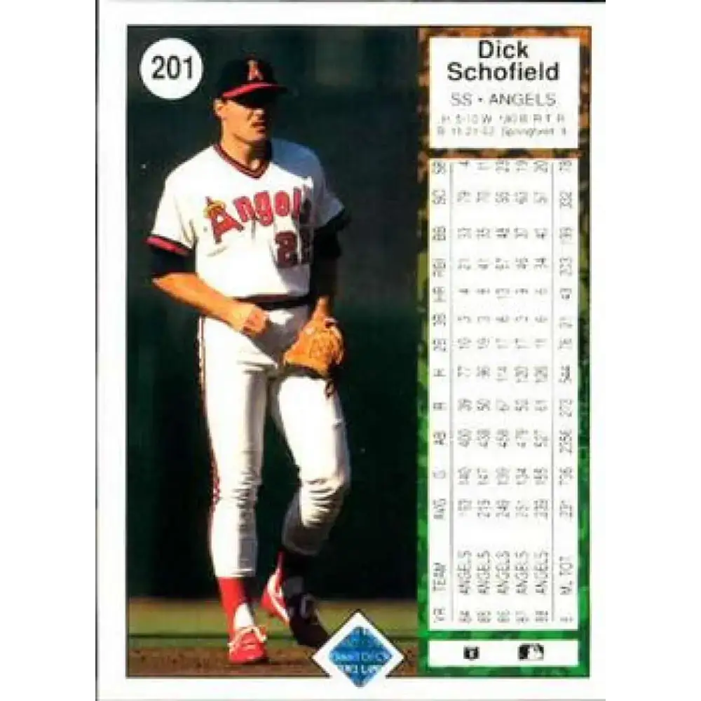 1989 Upper Deck #201 Dick Schofield NM-MT California Angels Baseball Card - Baseball Card Single