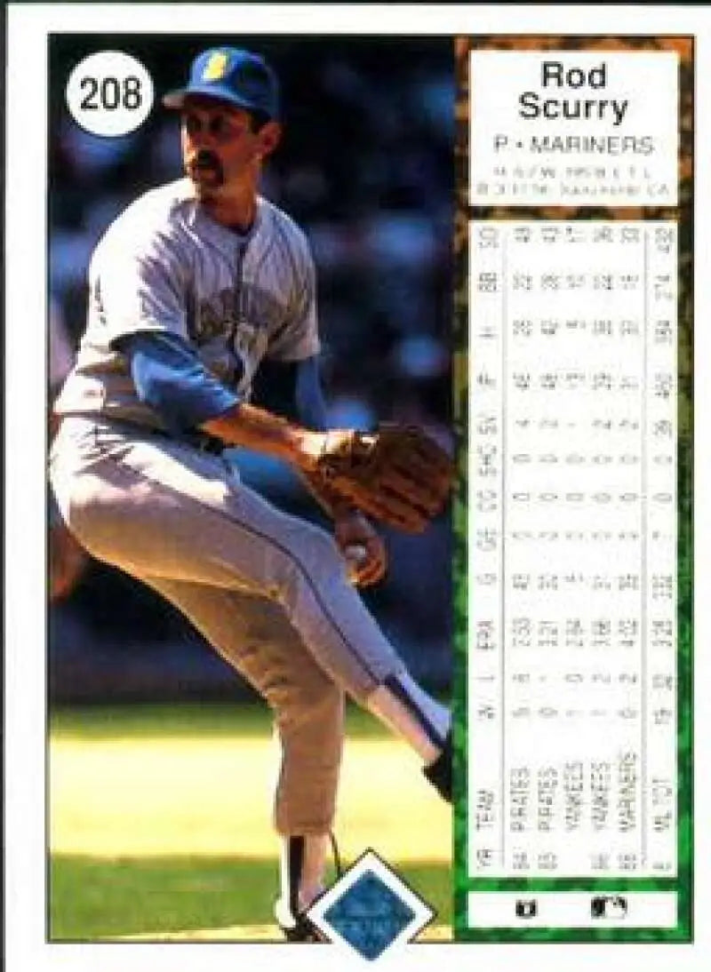 1989 Upper Deck #208 Rod Scurry NM-MT Seattle Mariners Baseball Card - Baseball Card Single