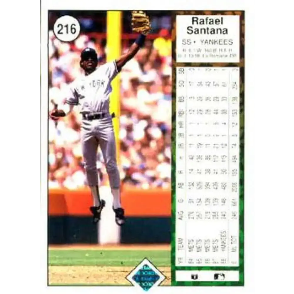 1989 Upper Deck #216 Rafael Santana NM-MT New York Yankees Baseball Card - Baseball Card Single