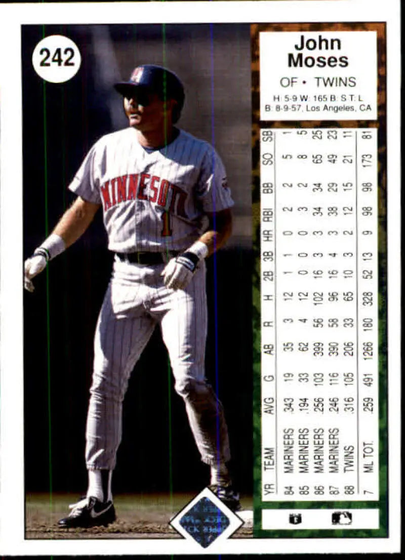 1989 Upper Deck #242 John Moses NM-MT Minnesota Twins Baseball Card - Baseball Card Single
