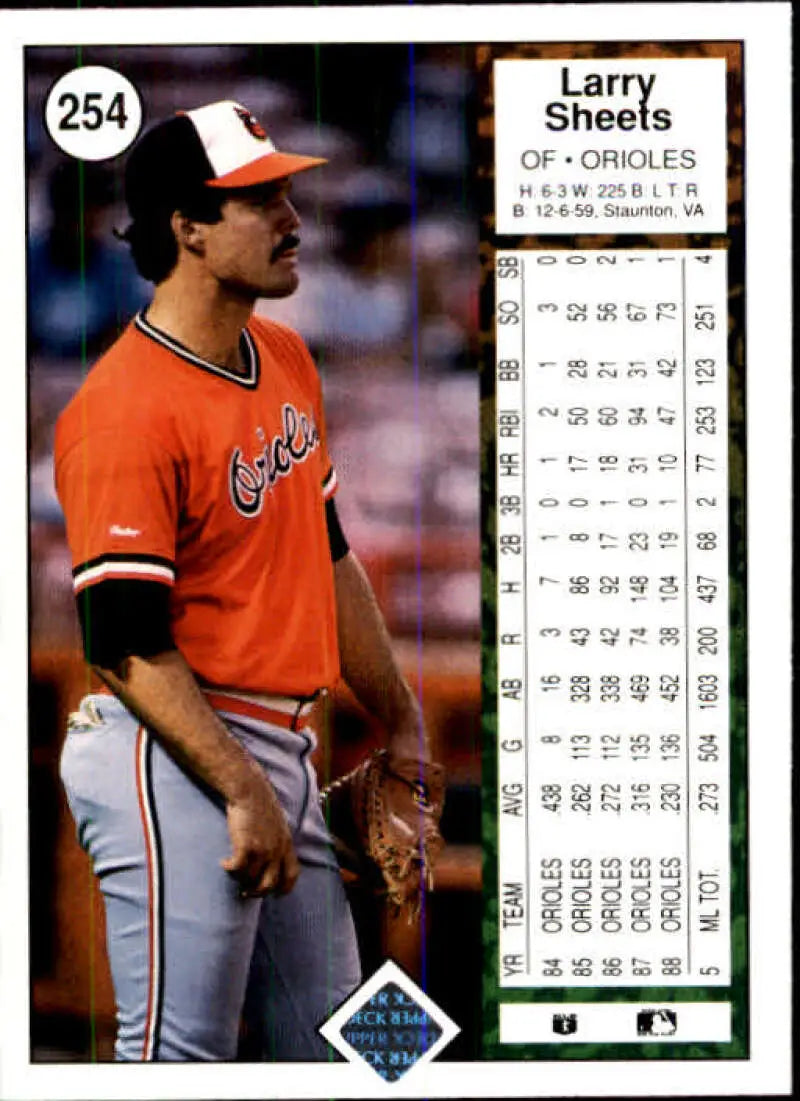 1989 Upper Deck #254 Larry Sheets NM-MT Baltimore Orioles Baseball Card - Baseball Card Single