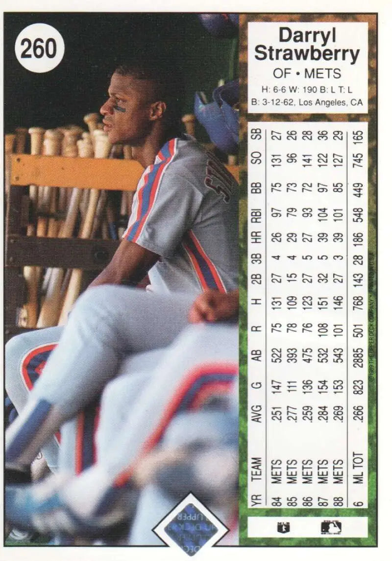 1989 Upper Deck #260 Darryl Strawberry NM-MT New York Mets Baseball Card - Baseball Card Single