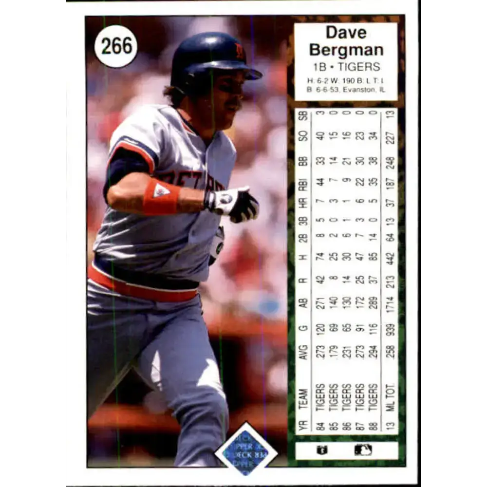 1989 Upper Deck #266 Dave Bergman NM-MT Detroit Tigers Baseball Card - Baseball Card Single