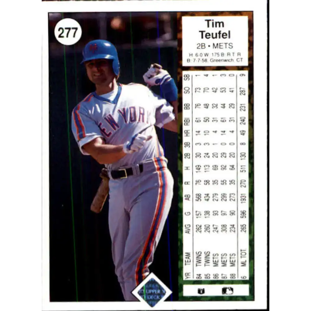 1989 Upper Deck #277 Tim Teufel NM-MT New York Mets Baseball Card - Baseball Card Single