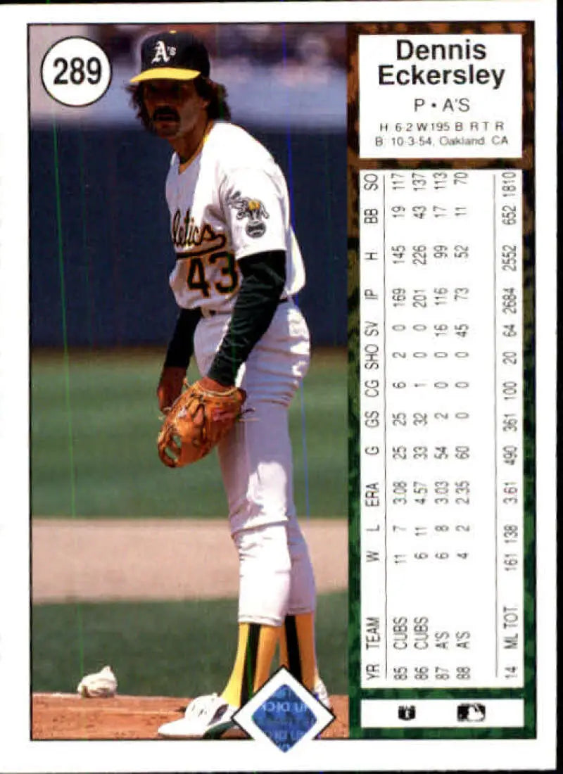 1989 Upper Deck #289 Dennis Eckersley NM-MT Oakland Athletics Baseball Card - Baseball Card Single