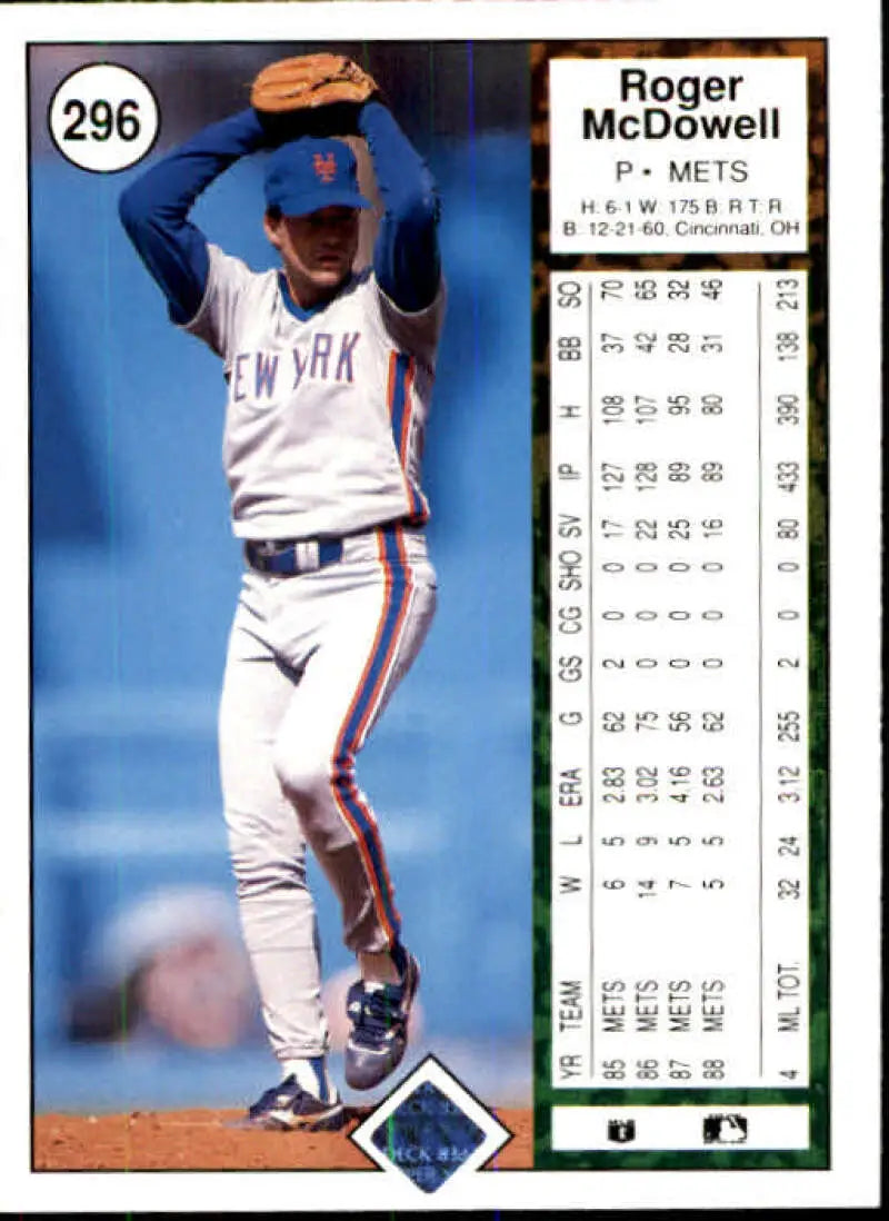 1989 Upper Deck #296 Roger McDowell NM-MT New York Mets Baseball Card - Baseball Card Single