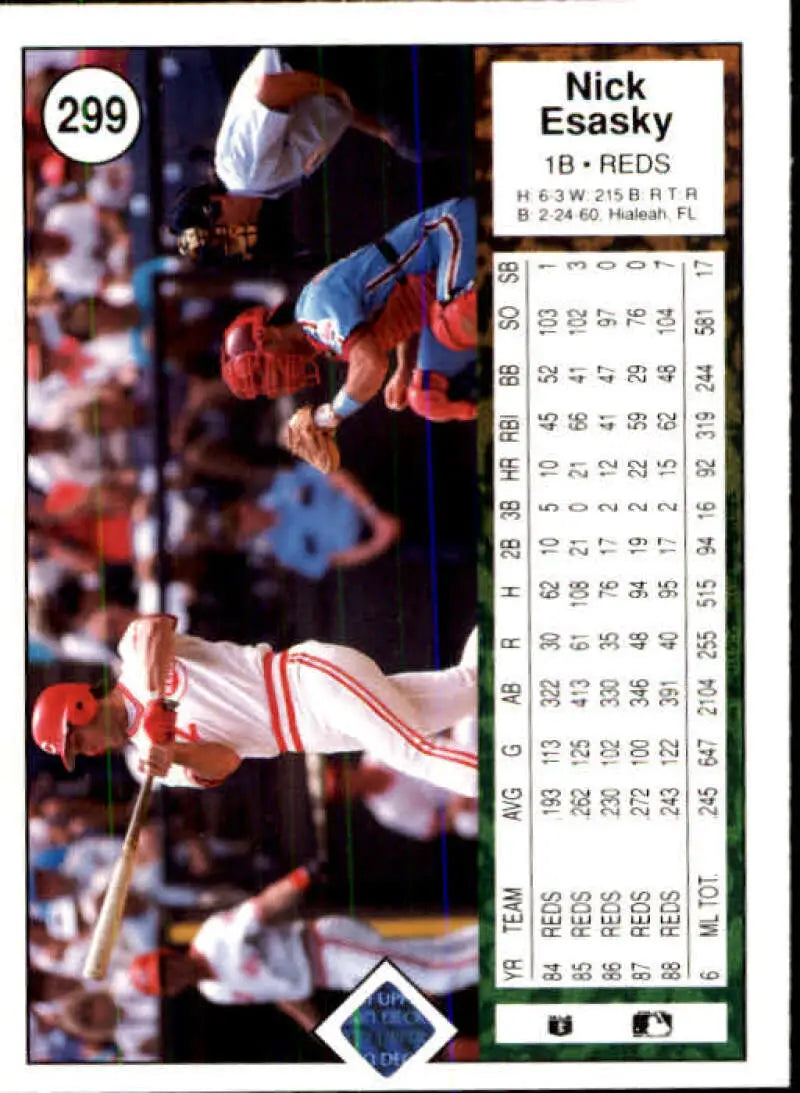1989 Upper Deck #299 Nick Esasky NM-MT Cincinnati Reds Baseball Card - Baseball Card Single