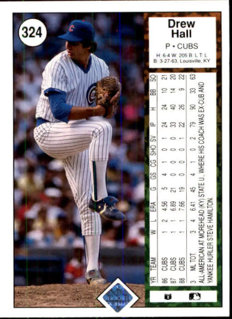1989 Upper Deck #324 Drew Hall NM-MT Chicago Cubs Baseball Card - Baseball Card Single