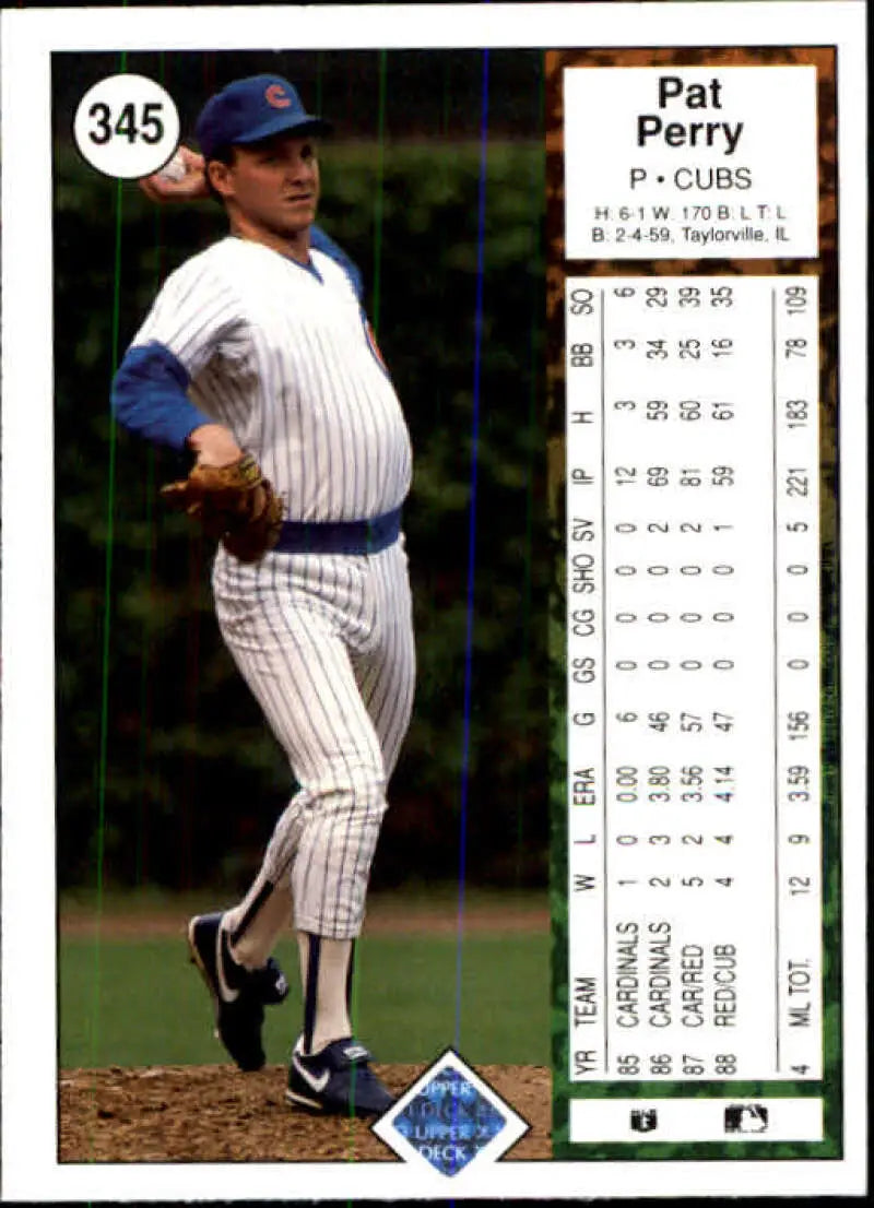 1989 Upper Deck #345 Pat Perry NM-MT Chicago Cubs Baseball Card - Baseball Card Single