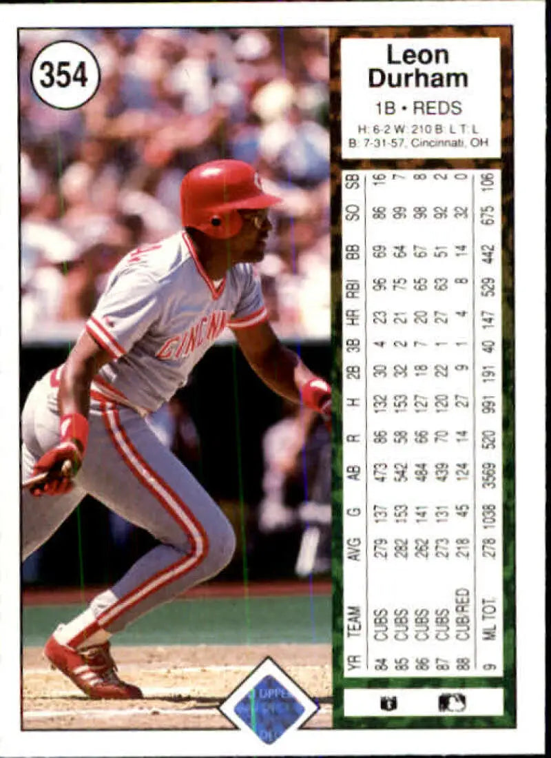 1989 Upper Deck #354 Leon Durham NM-MT Cincinnati Reds Baseball Card - Baseball Card Single