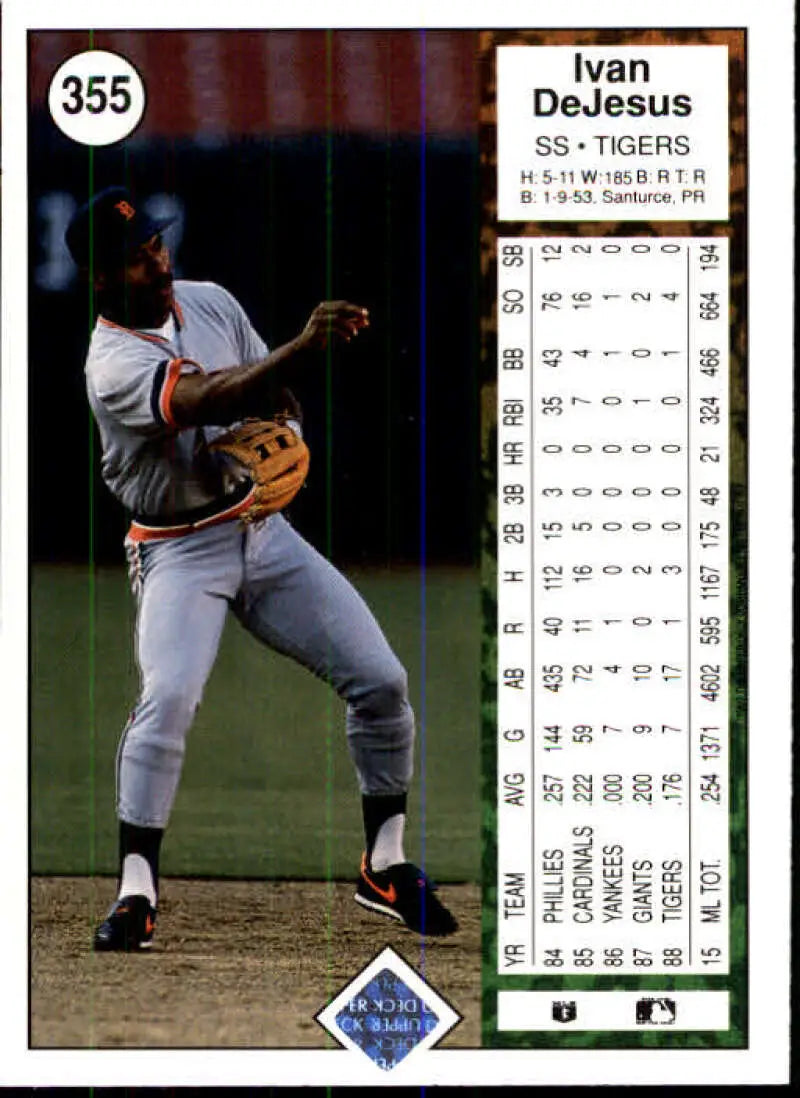1989 Upper Deck #355 Ivan DeJesus NM-MT Detroit Tigers Baseball Card - Baseball Card Single