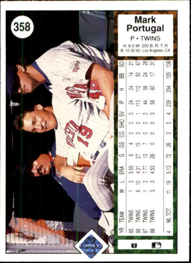 1989 Upper Deck #358 Mark Portugal NM-MT Minnesota Twins Baseball Card - Baseball Card Single