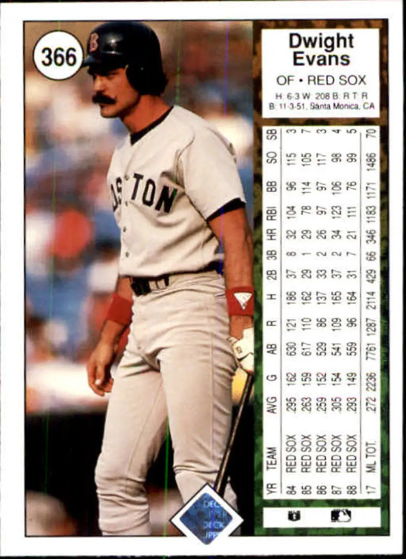 1989 Upper Deck #366 Dwight Evans NM-MT Boston Red Sox Baseball Card - Baseball Card Single